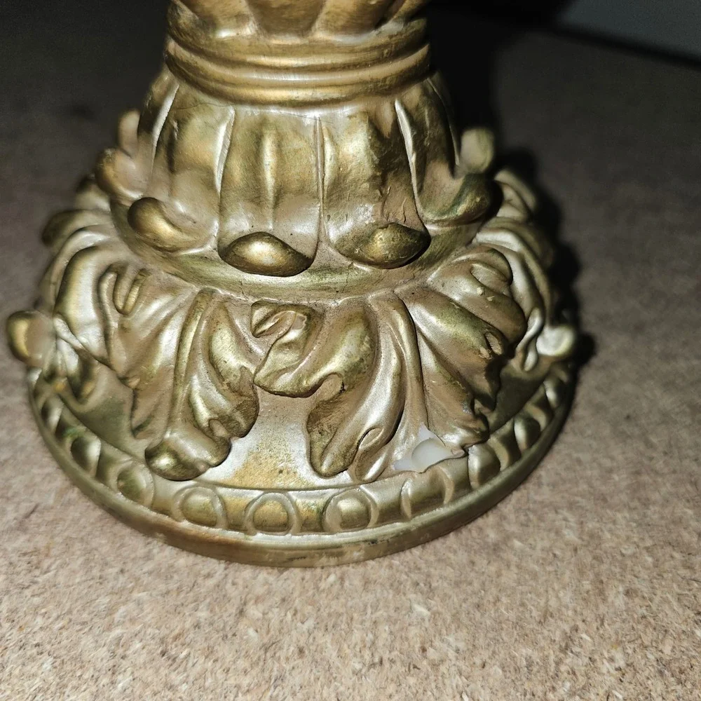 Pillar Candle Holder Home Decor OS Gold Excellent Ornate Neoclassical Column